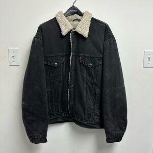 Levi's Black Jacket with Cream Sherpa Collar